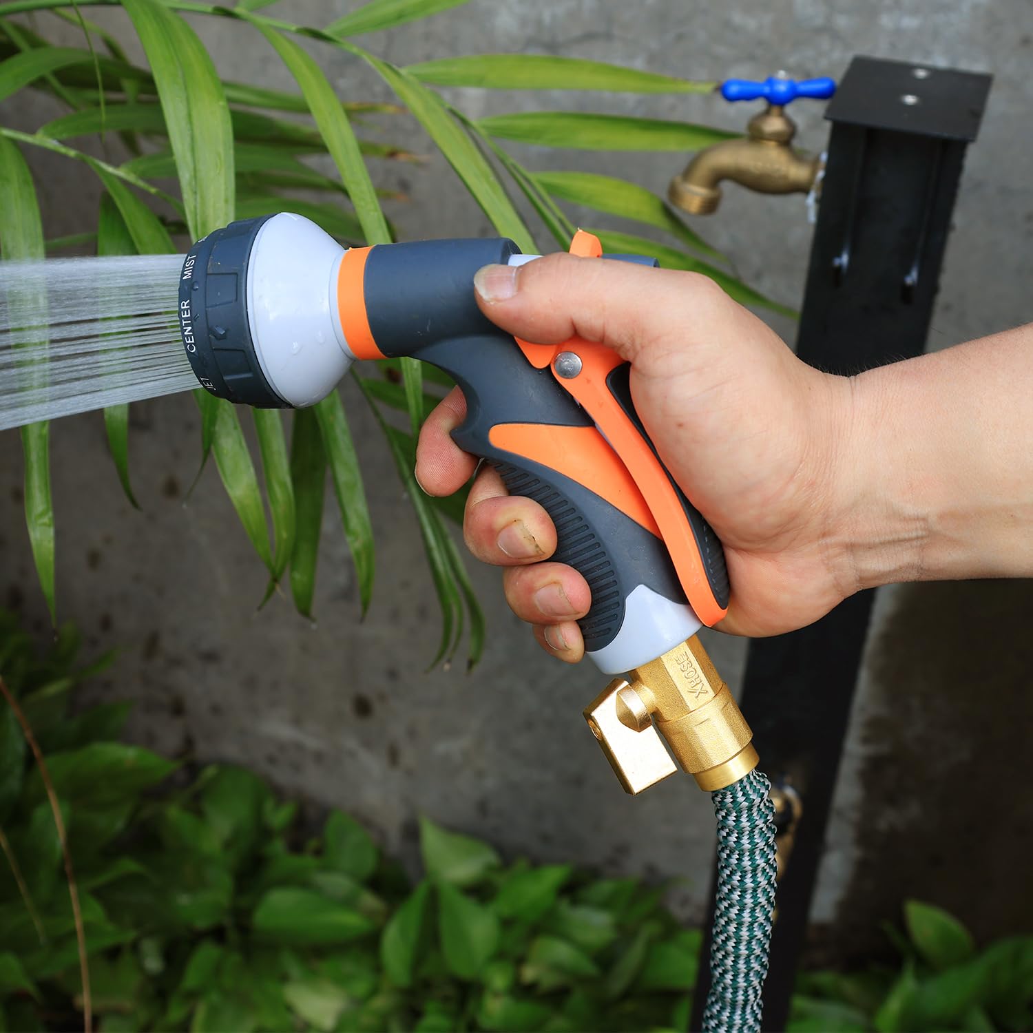 UNWAVER Adaptador de extremo de manguera telescópica de jardín con válvula de apagado, kit de reparación de manguera telescópica de jardín, válvula de boquilla de jardín, 2 juegos