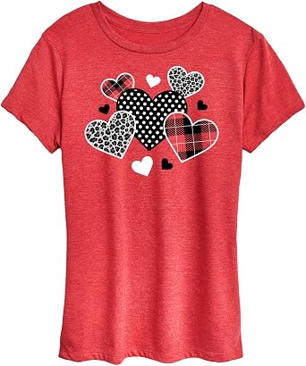 Instant Message - Mixed Patterned Hearts - Womens Short Sleeve Tee