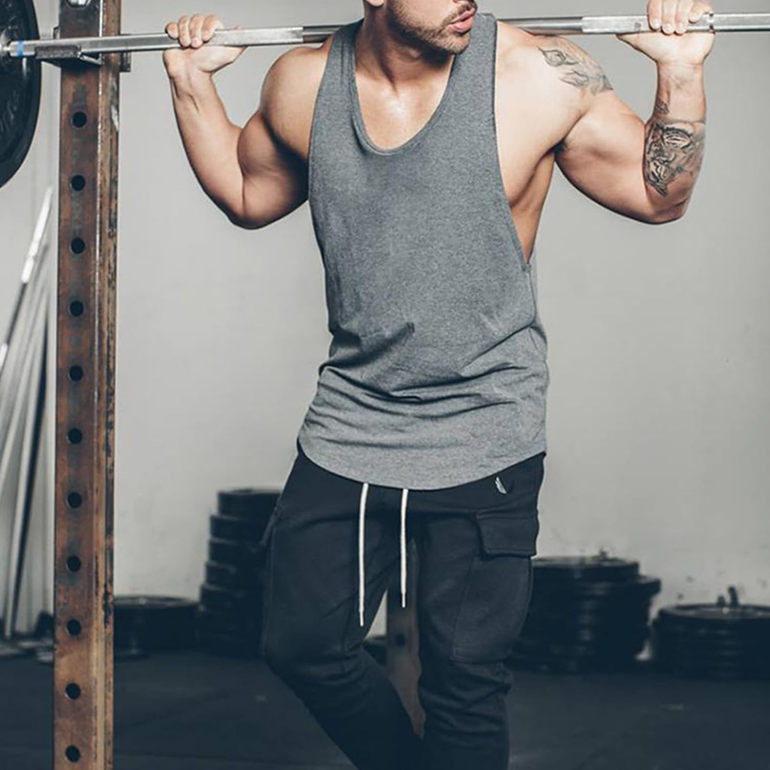 ZUEVI Men's Muscle Tank Tops Sleeveless Cut Off Shirts Bodybuilding Gym Workout Stringer T-Shirts - Image 6