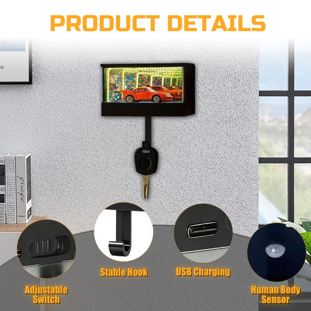 Portachiavi Da Garage, Gancio Portachiavi Infinity Garage Con Luce A LED, Infinity Garage Portachiavi, Ricarica Usb, Portachiavi Garage Per Casa, Appartamento, Ingresso, Ufficio, Posta