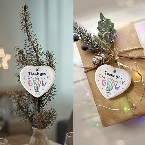 Miniatura 4 de YZEXEZY Regalos de agradecimiento, adorno de Navidad con texto en inglés Thank You for Helping Me Grow, para mamá mentora, papá, regalos de