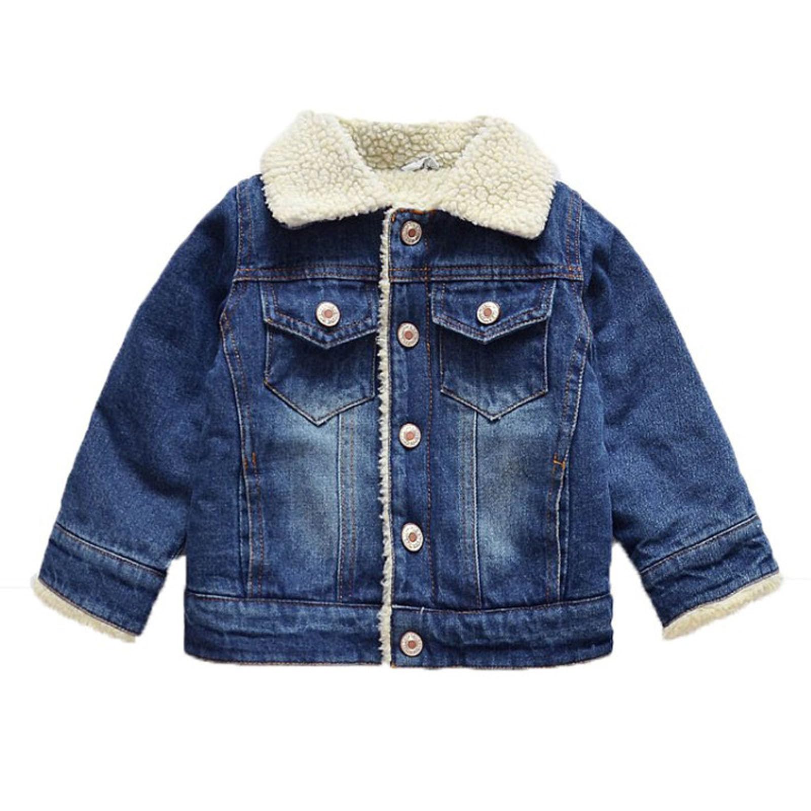 Generisch - Chaqueta vaquera con forro polar - Acogedora chaqueta de invierno para niños pequeños - Abrigo suave y cálido para actividades diarias al aire libre