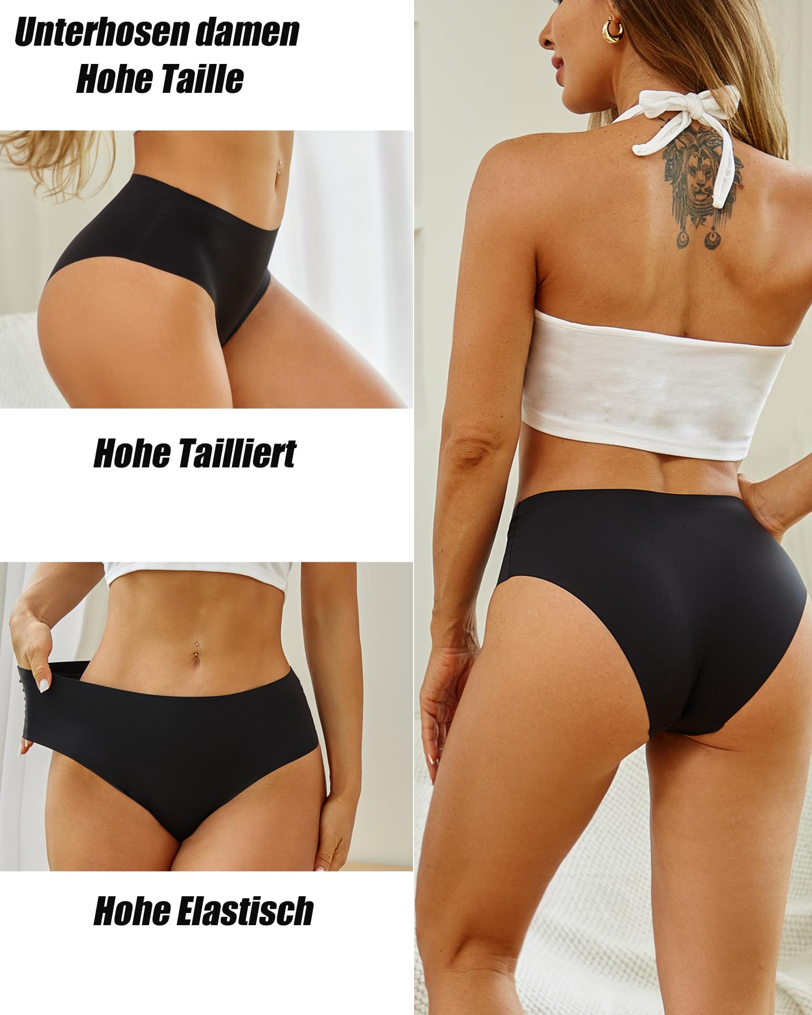 ALL OF SHE 5 Pack di Mutande Senza Cuciture Donne a Vita Media scivolamenti Morbidi Mutandine Senza Cuciture Biancheria Intima Donne Multipack XS-XL
