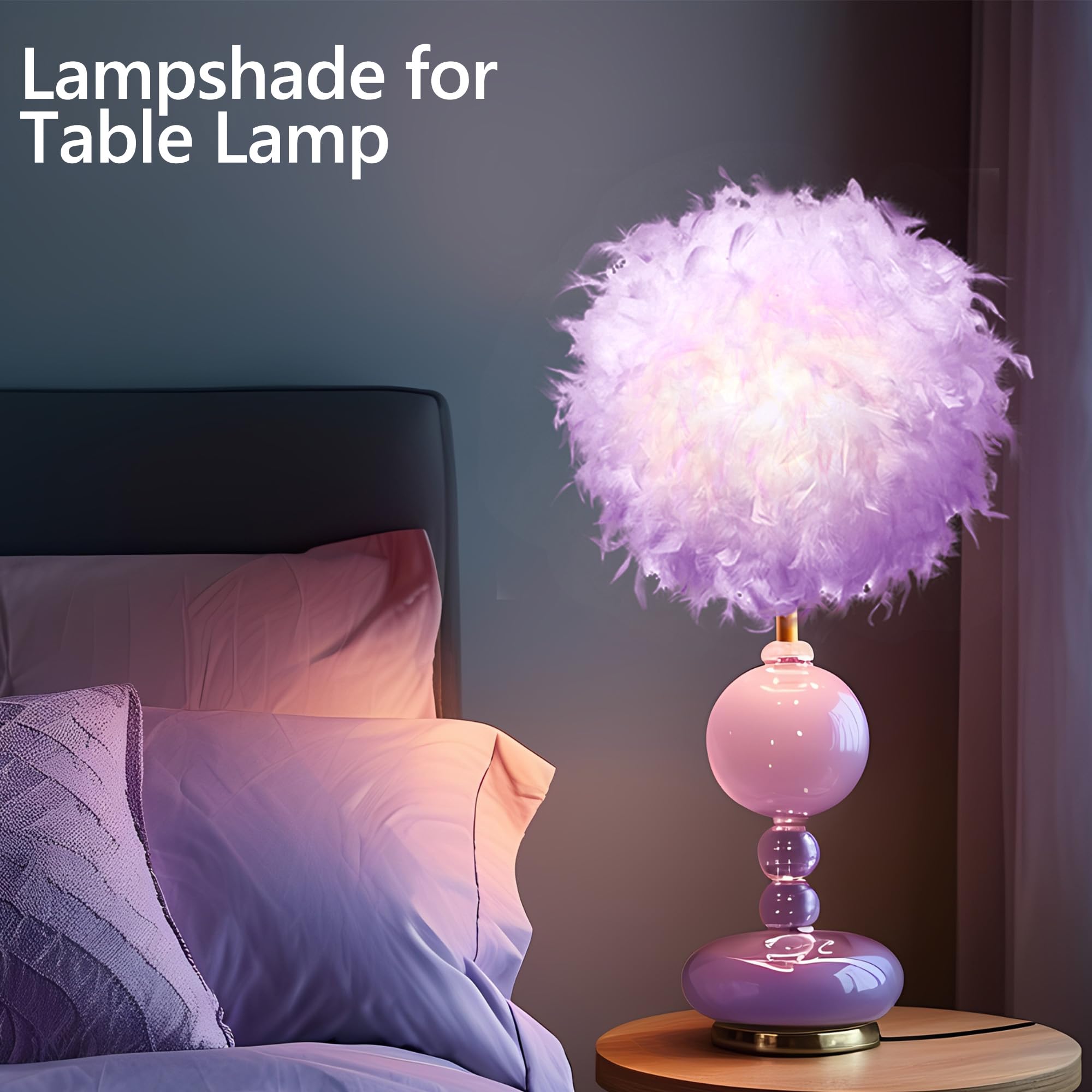 Waneway 40cm Feather Light Shade for Ceiling Pendant Light Fluffy Lamp Shade Lampshade Lightshade for Table Lamp and Floor Lamp Bedroom - Image 3