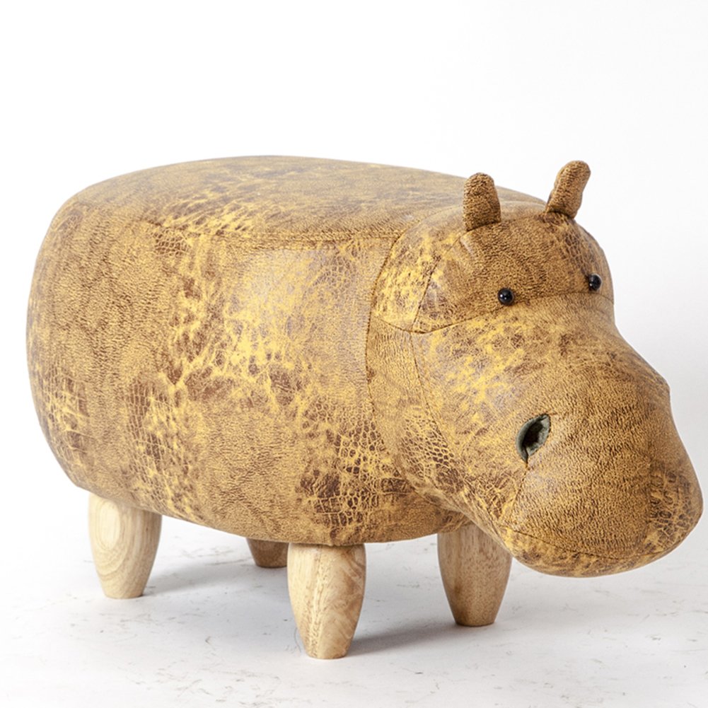 Tabouret stockage bois massif créatif hippo 65x35x37cm