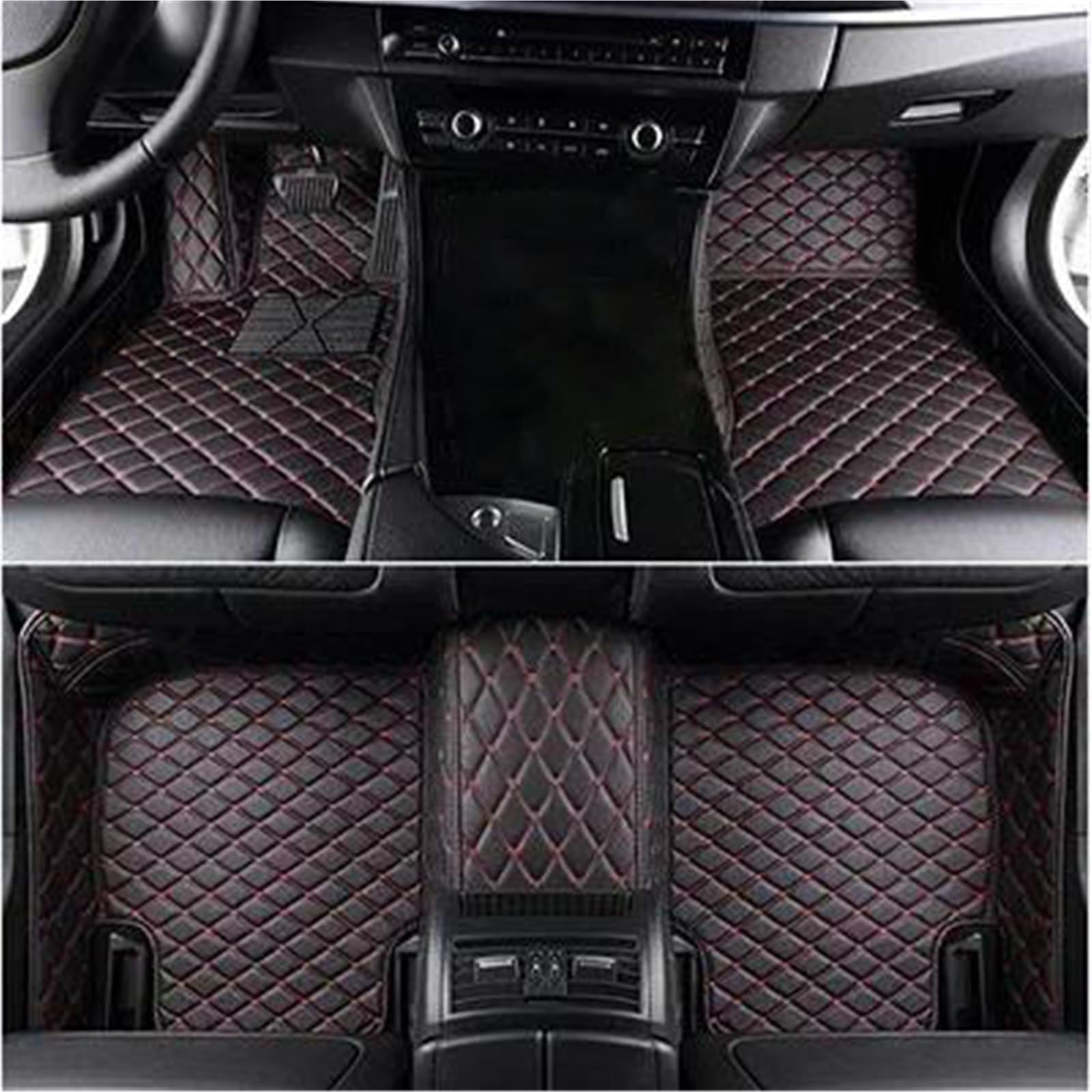 Auto Matten Teppiche Für A6 C8 2019–2023 | Wasser- und staubbeständig und lässt sich leicht mit Wasser oder einem feuchten Tuch reinigen.(Black Red 5 Seat)