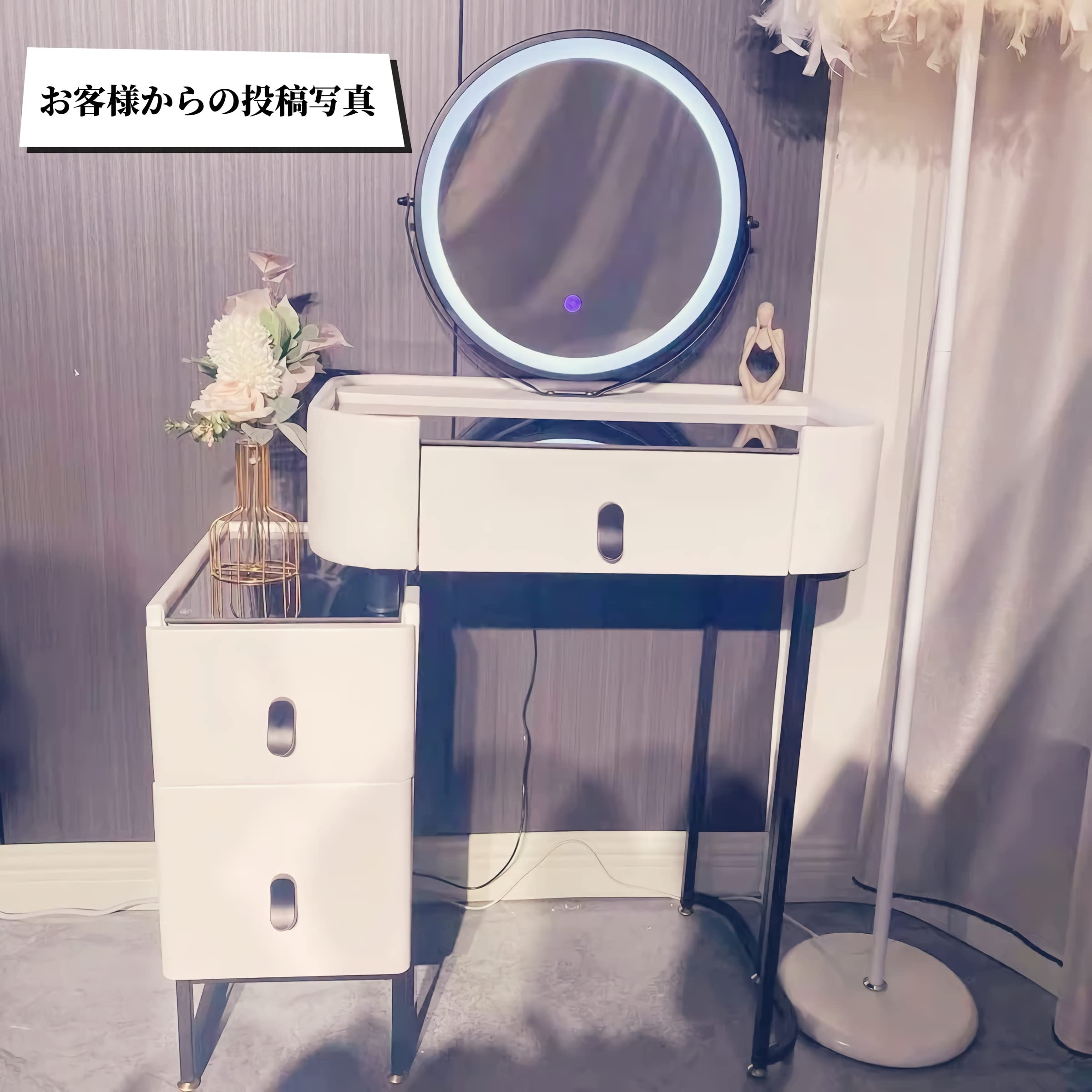 ドレッサー・鏡台 Hyrsdguuhbbjko Amazon｜ドレッサー 鏡台 Dresser 強化ガラス天板 化粧台 スツール LED