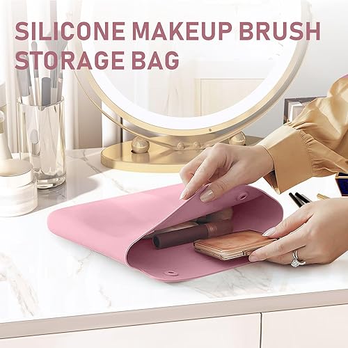 Miniatura 8 de Bolsa de maquillaje de silicona, bolsa de maquillaje de viaje de silicona impermeable, bolsa de aseo de viaje para mujeres, bolsa de cosméticos