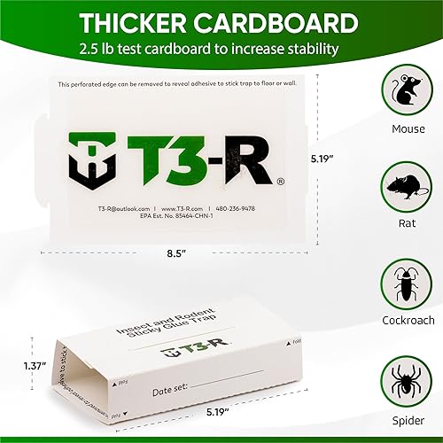 Miniatura 2 de T3-R Trampas adhesivas de pegamento para ratones y ratones  Tablas de pegamento para ratones e insectos  Trampas de pegamento desechables no tóxicas