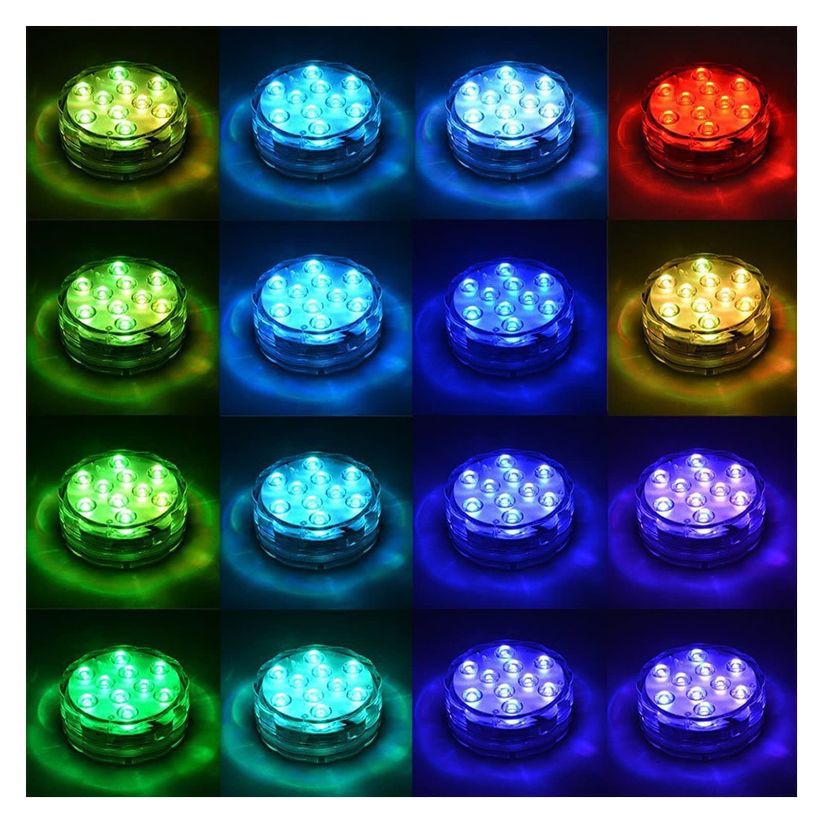 Luz de buceo con Control remoto RGB IP68, luces subacuáticas impermeables, estanque, piscina, lámparas decorativas noche for acuario Bajo Consumo De EnergíA(1 controller 9 Lamp)