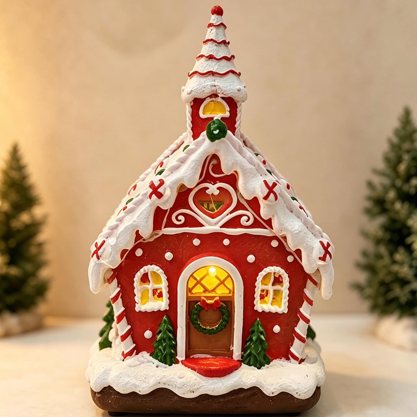 Casa de pan de jengibre musical con iluminación LED con 8 melodías alegres para decoración del hogar de temporada, adorno de Navidad, decoración musical de Navidad