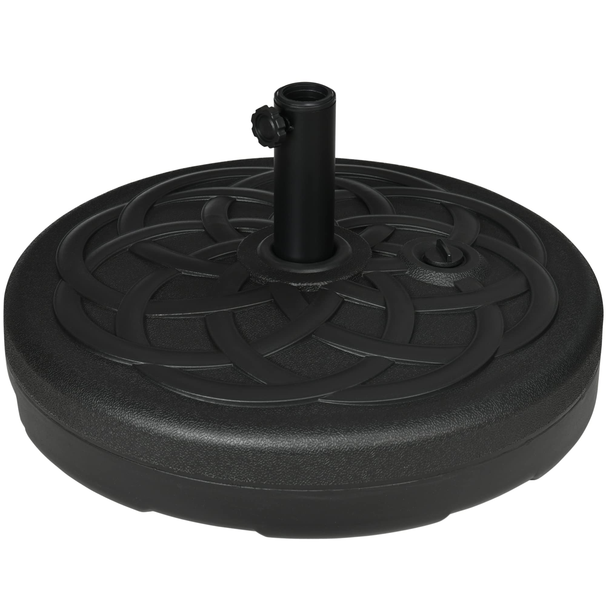 Outsunny Pied de Parasol Base de lestage à remplir de Sable ou d'eau 25L avec poignée Ø 56 x 30,5H cm Noir