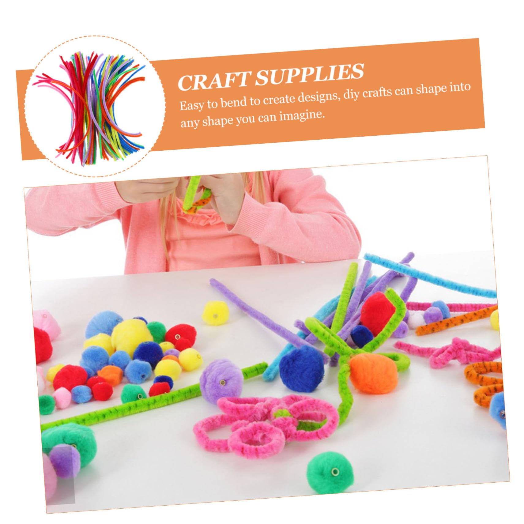 Hohopeti 100Pcs Chenille Stems Craft Supplies Twisting Sticks for DIY Projects Safe and Fun Handcraft Accessories for Adults Educational and Entertaining Crafting