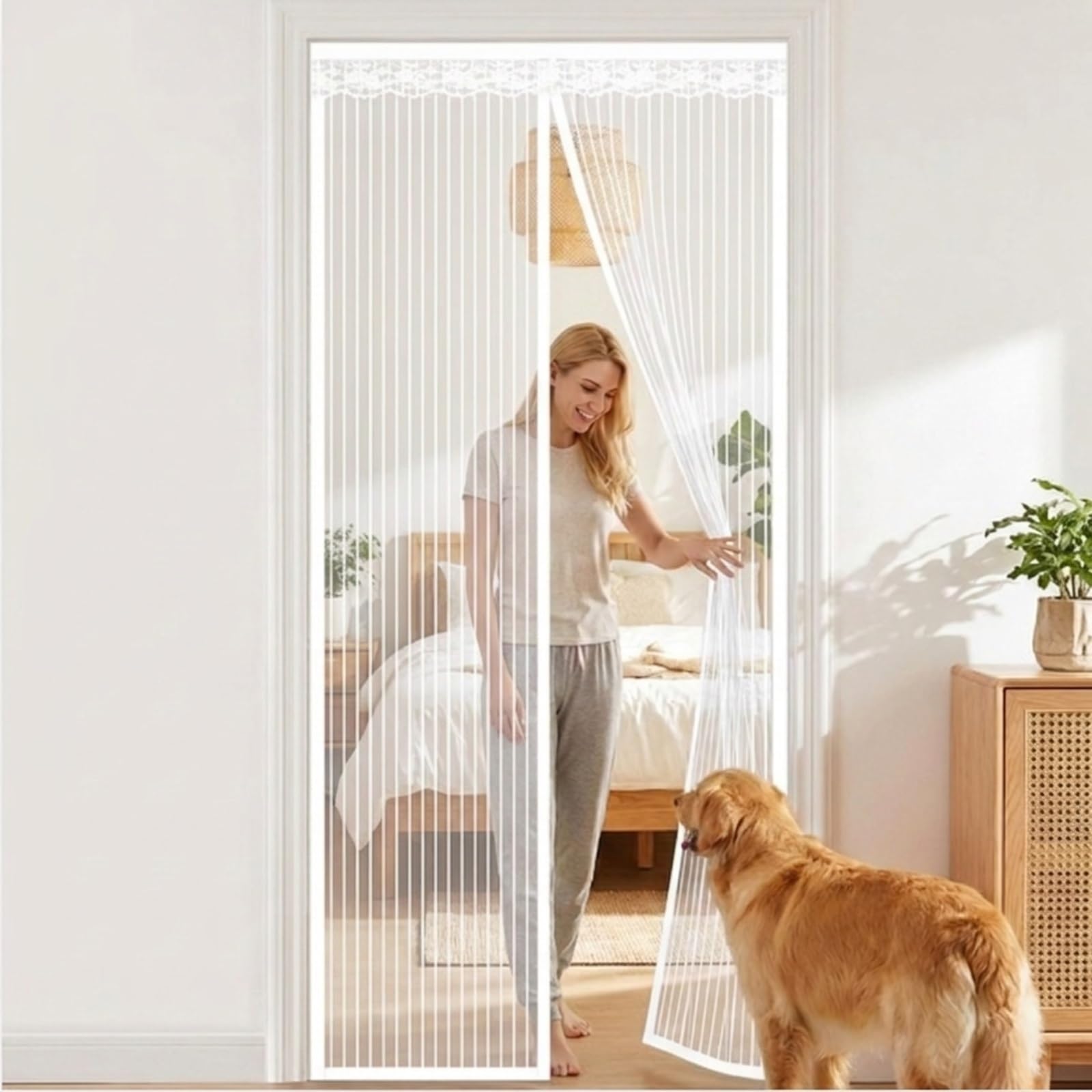 Moustiquaire porte sans perçage pour bloquer les moustiques automatiquement