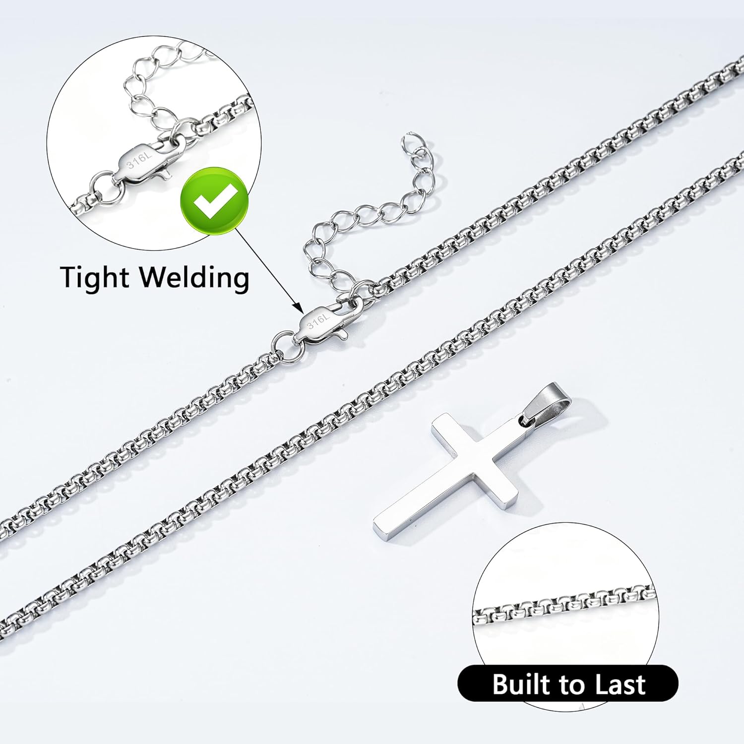 Valentines Day Matching Couple Stuff Cross Necklaces Idea Gifts for Men Women, Anniversary Birthday Engagement Gifts for Couple Boyfriend Girlfriend Husband Wife Love You Forever Cross Necklaces - Image 4