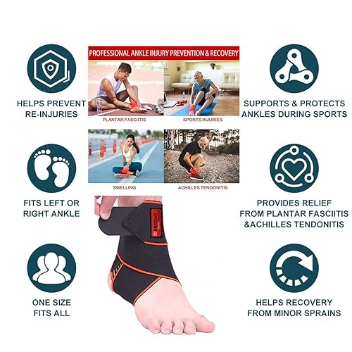 Miniatura 4 de Tobillera para hombres y mujeres, soporte de tobillo de compresión ajustable, correa de tobillo antideslizante para fascitis plantar, tendinitis,