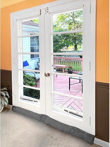 Miniatura 1 de HOME DISTRICT Protector de puerta francesa para puerta y ventana bloqueador de ruido 598in de largo color gris