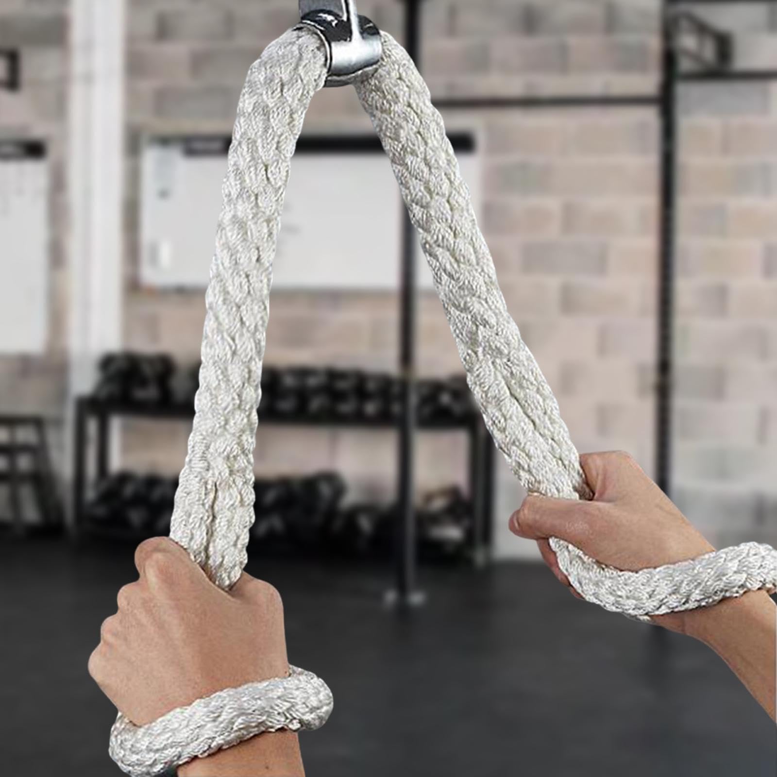 Cuerda Tríceps Resistente Fabricada en Nylon Trenzado Y Pieza de Acero Inoxidable para Sujetar a Máquinas de Cable Adecuada para Entrenamiento Físico