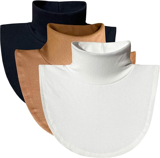 ZESLMG Shinywear Women Turtleneck Dickies,Detachable Mock Turtlenecks, Cotton Fake Collar Half Blouse