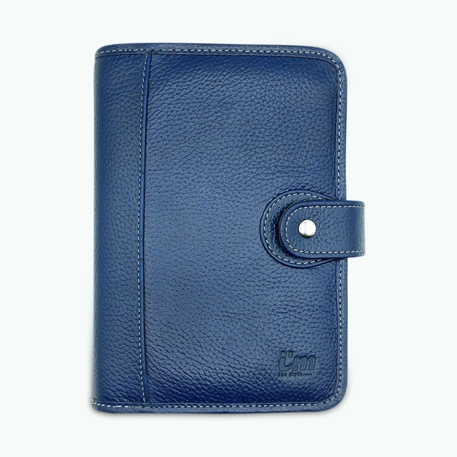 Luxury Handmade Leather Personal Organizer Full Grain Cowhide A6 6-Ring Binder Planner (Blue)