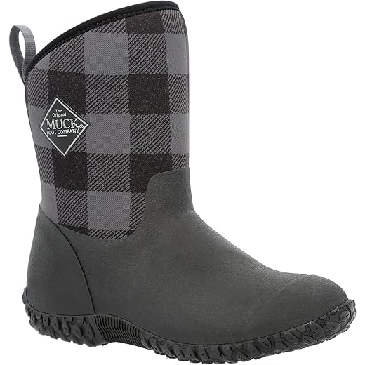 Muck Boot Muck Womens Muckster II Mid Cozy Fleece Lining Black/Grey Plaid, 9