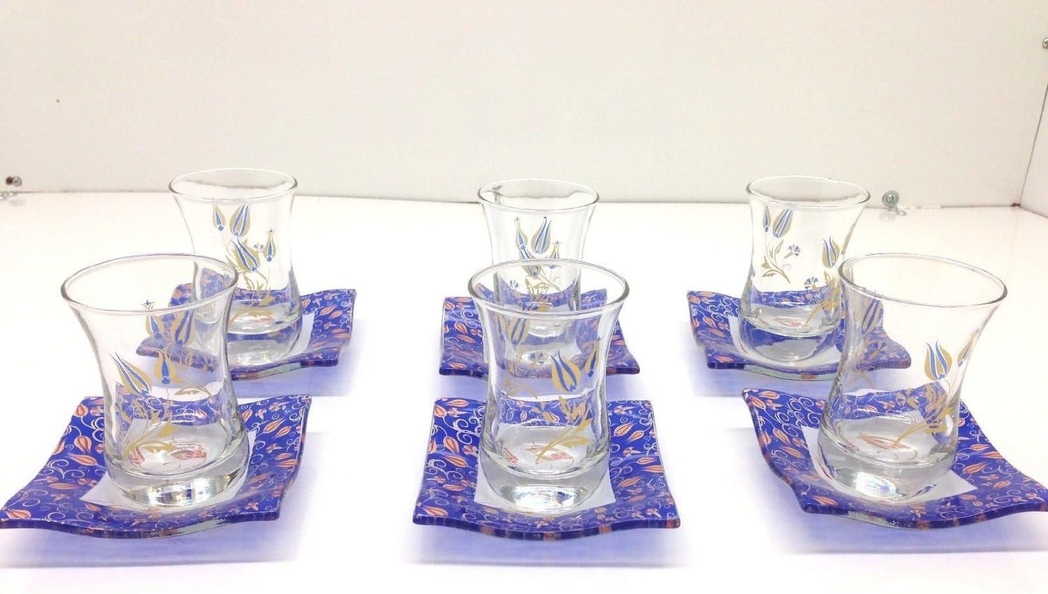 12 Pieces Adorable Turkish Tea Set, Tea Glass, Saucers, Tulip