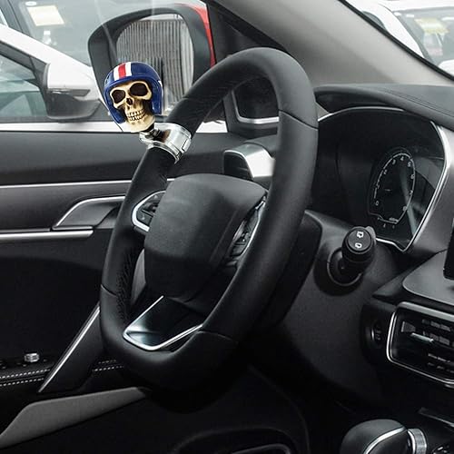 Miniatura 4 de Arenbel Perilla de refuerzo giratoria para automóvil estilo calavera caballero para volante, mango de agarre para control de giro, se adapta a la