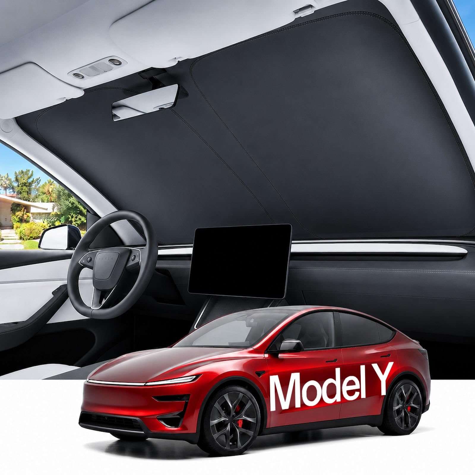 REEVAA Car Windshield Sun Shade for Tesla Model Y/YL (2026-2016)