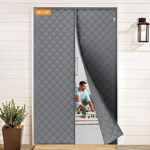 Yotache Cortina magnética con aislamiento térmico para puerta de 48 x 80 pulgadas, tamaño de la cortina de puerta de 50 x 82 pulgadas, material