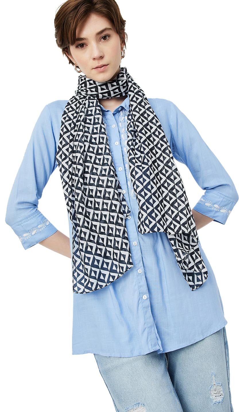 max Women Printed Scarf, Black, FS-picture-15