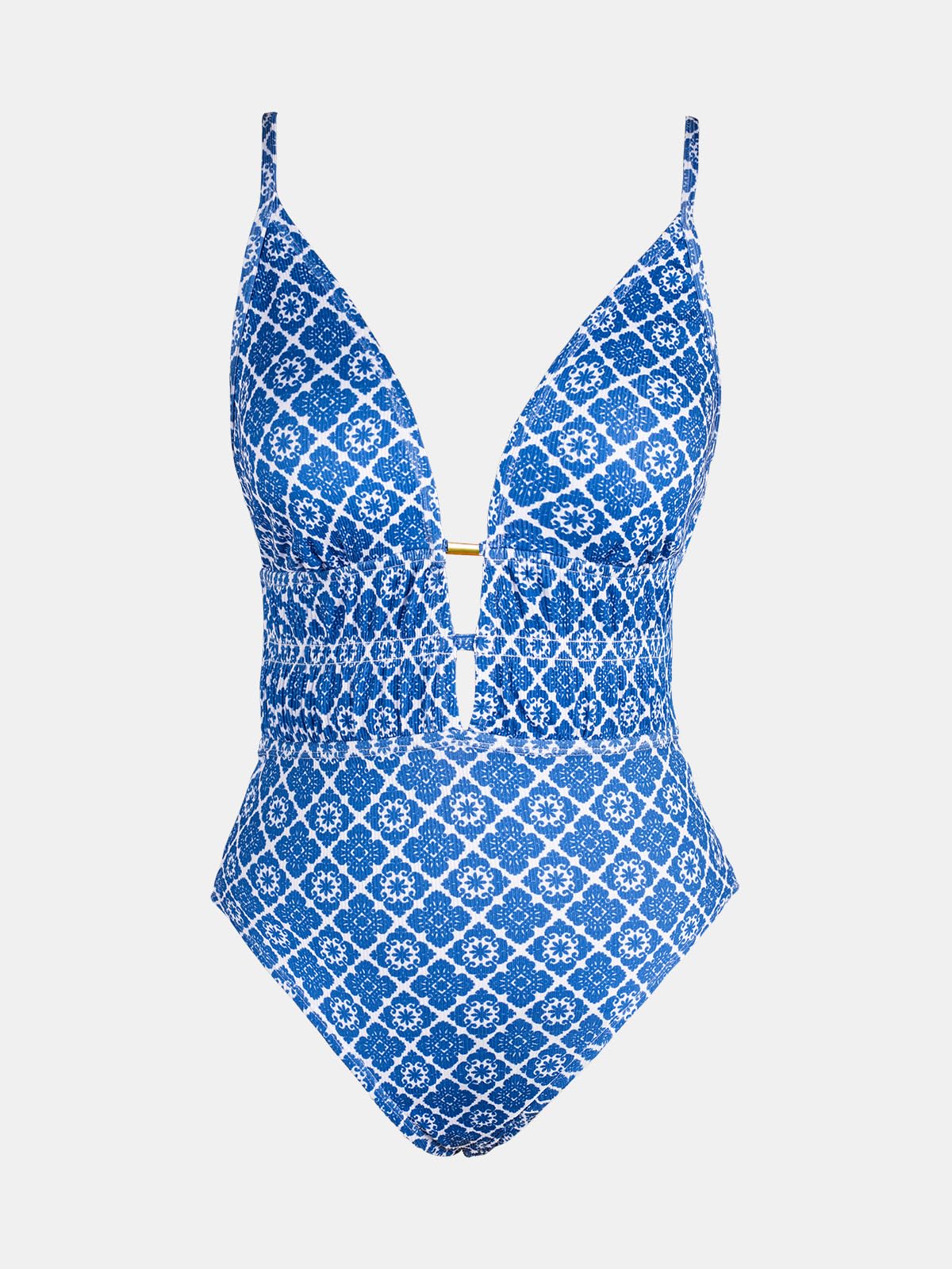 CUPSHE Costume da bagno intero da donna con scollo profondo e ritagli costume da bagno testurizzato increspato incrociato sulla schiena autoreggente costumi da bagno