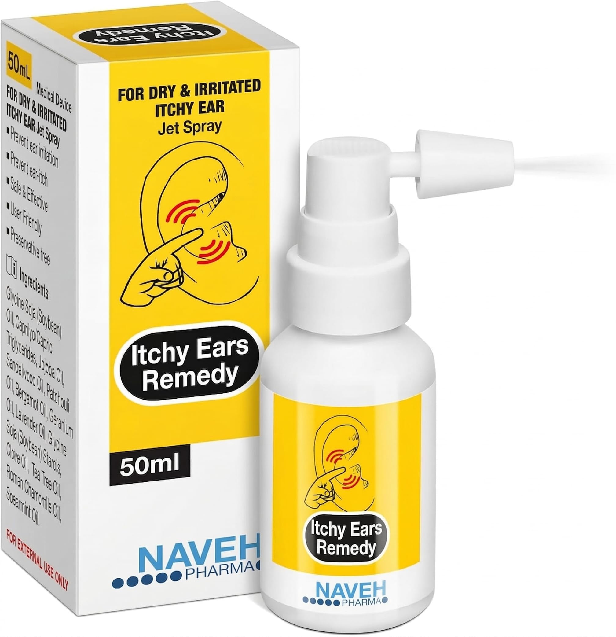 NAVEH PHARMA® Itchy Ears Remedy Ear Cleaning and Itch Relief — Moisturizing Spray for Dry-Feeling Ears, Cleanses & Soothes the Outer Ear, Gentle Daily Ear Hygiene, Spray Applicator (0.5 Fl Oz) — Amazon image 7