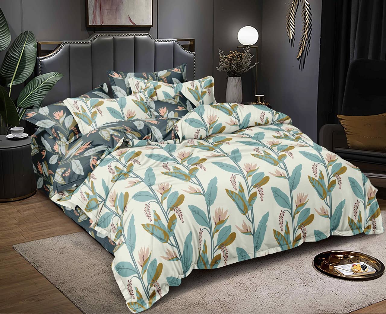 Glace Cotton Double Size Duvet Cover Quilt Cover Razai Cover Comforter Cover 90x100 inches, (Cream Banana)-image-14