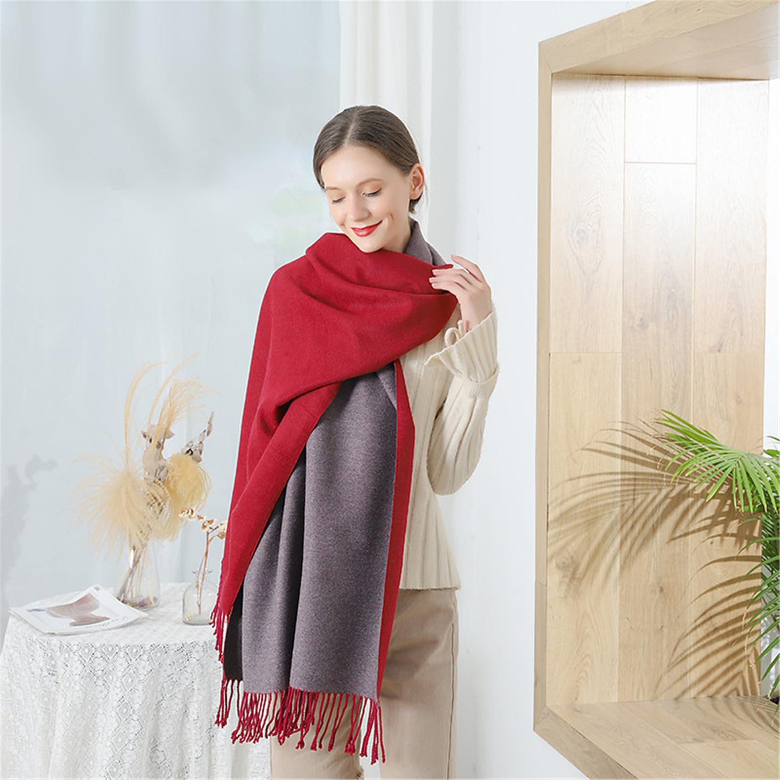 Foulard Donna Sciarpa Scialle Double Face Versatile Da Donna, Spessa Uomo, Perfetta Per L'autunno E L'inverno
