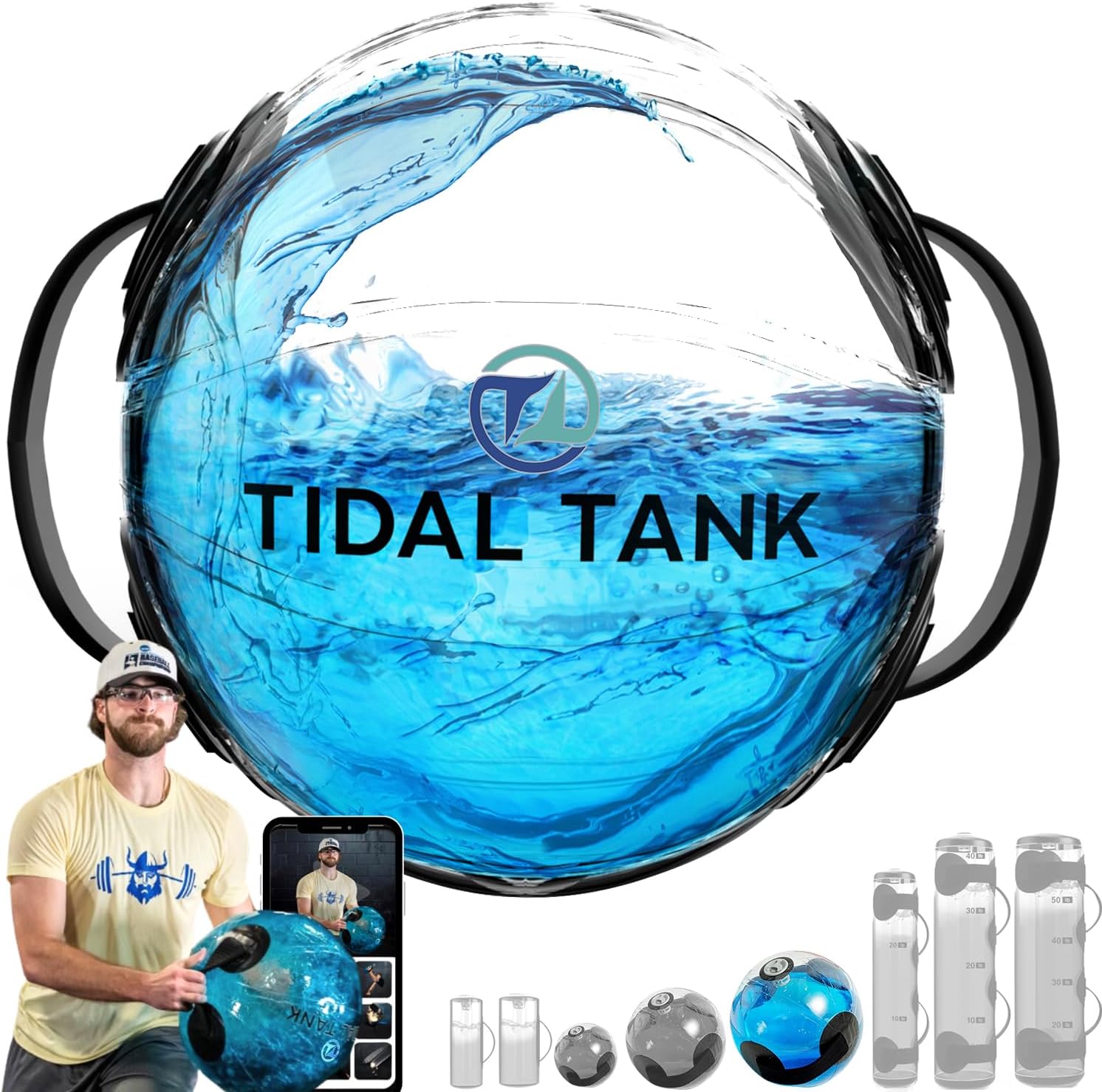 Tidal Tank - Sand Bag Alternative 45 lbs- Adjustable Aqua Bag and Power Bag with Water - Core and Balance Device- Portable Stability Fitness Equipment - Including Online Training Center…