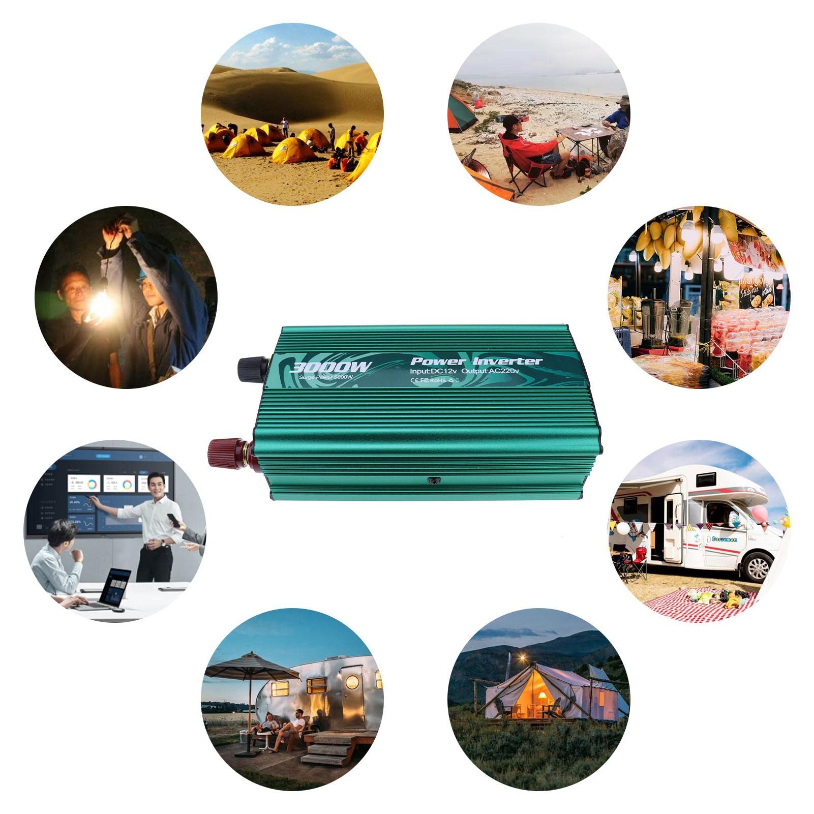 Inversor de 3000 W – DC 12 V a CA 110 V 220 V – Inversor Onsinusoidal modificada – Voltaje de coche adaptador solar para coche camión RV