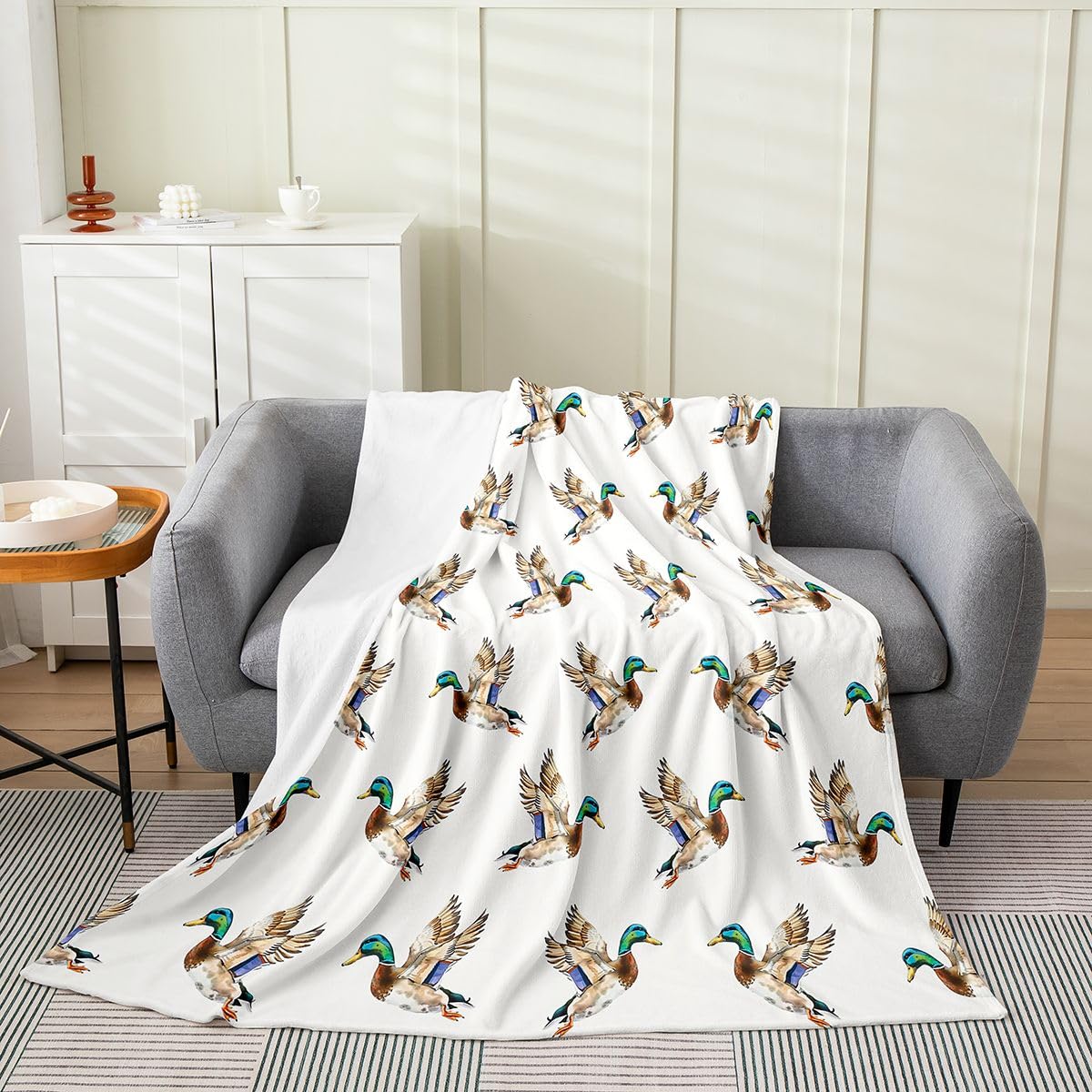 Loussiesd Wild Duck - Coperta in flanella di peluche Fuzzy Queen, 228 x 228