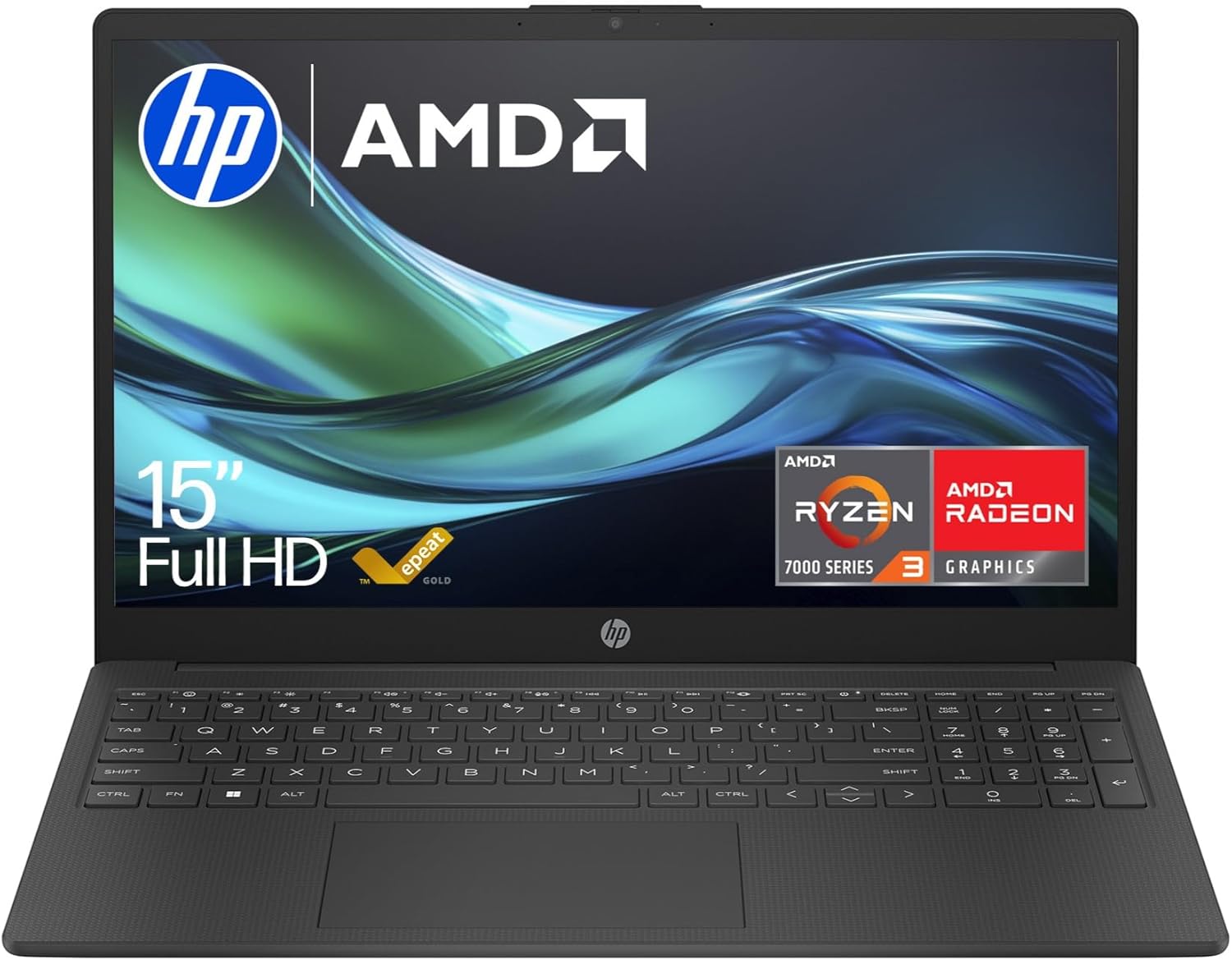 HP 15.6" Laptop | AMD Ryzen 3 7320U Processor | 8 GB RAM | 256 GB SSD | AMD Radeon Graphics | FHD Display | Up to 11hrs 15 mins battery | Windows 11 | Dual Speakers | Jet Black | 15-fc0045sa