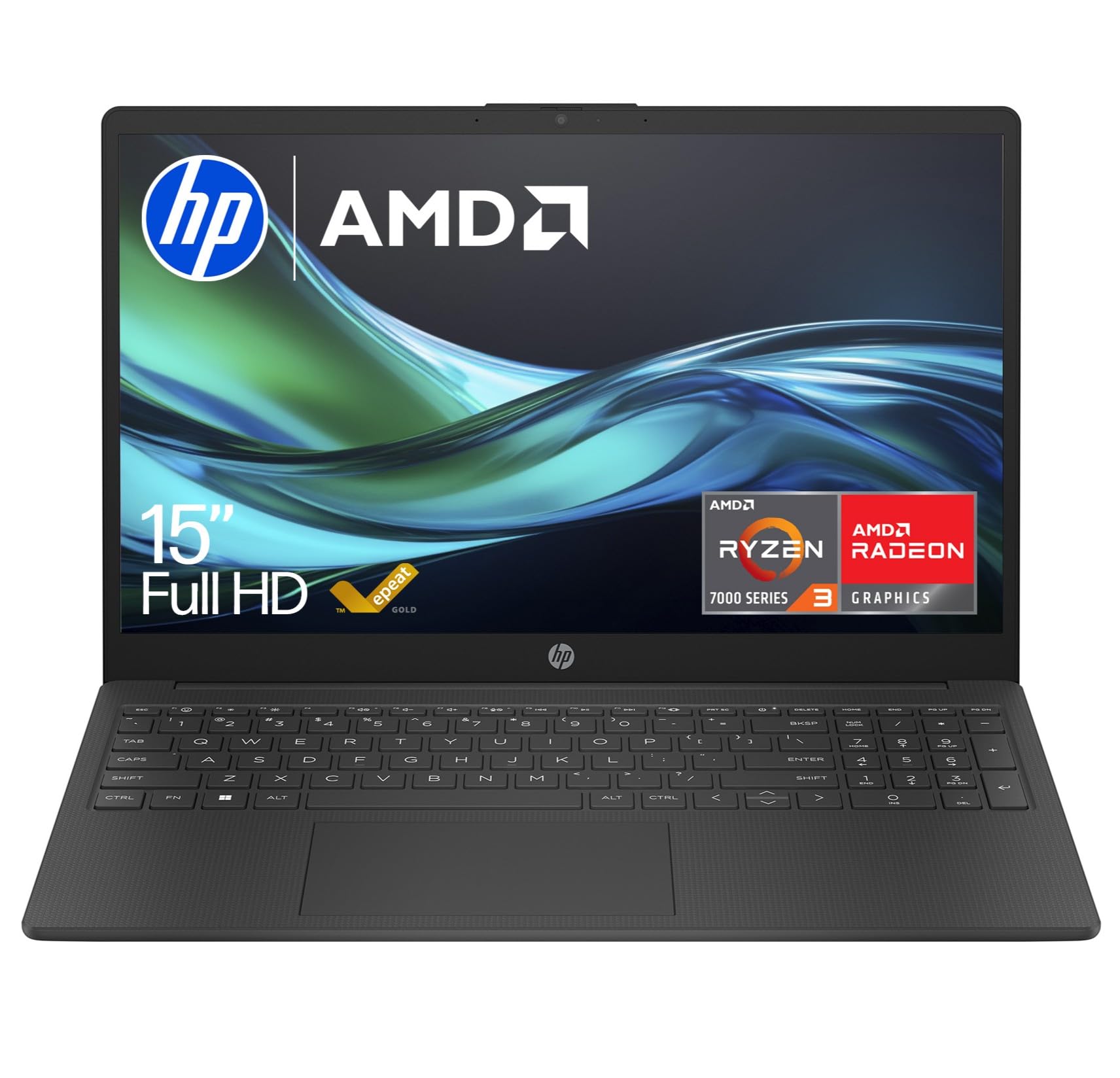 HP 15.6" Laptop | AMD Ryzen 3 7320U Processor | 8 GB RAM | 256 GB SSD | AMD Radeon Graphics | FHD Display | Up to 11hrs 15 mins battery | Windows 11 | Dual Speakers | Jet Black | 15-fc0045sa - 2