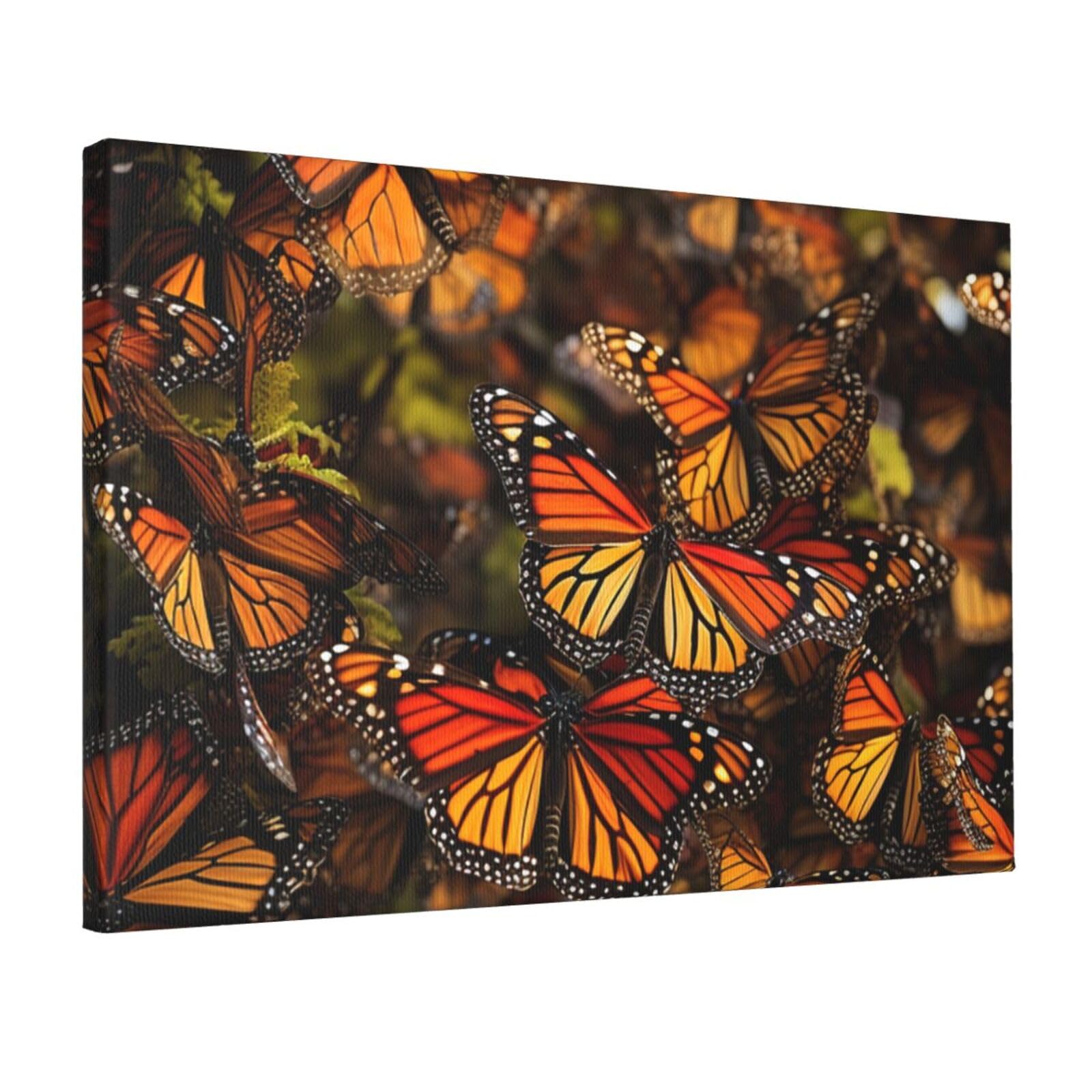 Canvas Wall Art for Living Room Wall Decor 12"x18" Modern Artwork Painting Pictures Hanging Canvas Prints Monarch butterflies Aesthetic Wall Art for Bedroom Bathroom Office Wallart Decor