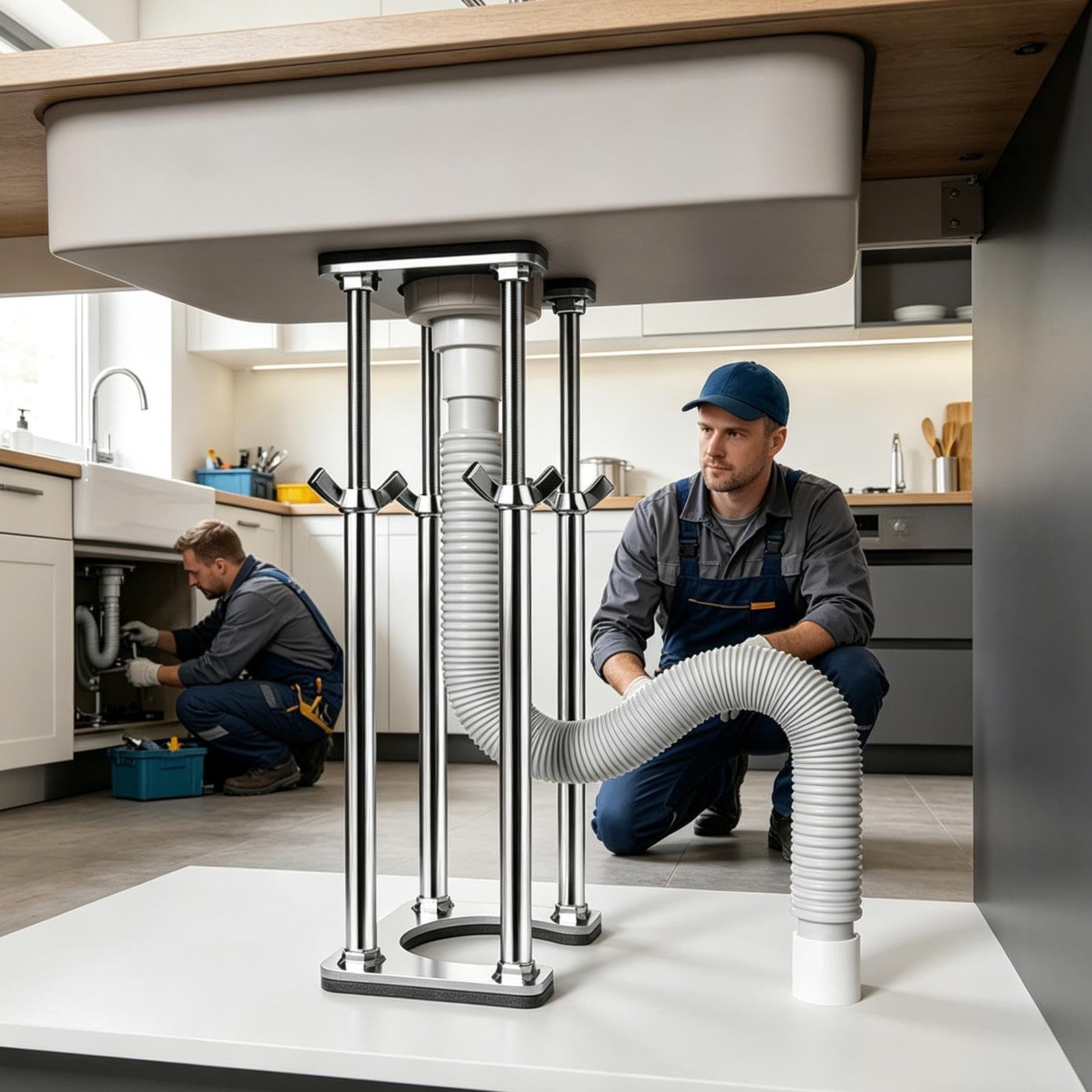Soporte para Fregadero Bajo Mostrador Base para instalación de lavabo mesa | Kit de Instalación para Fregadero Bajo Encimera Ducha Cocina Baño Cubierta Apartamento Residencia Alquiler