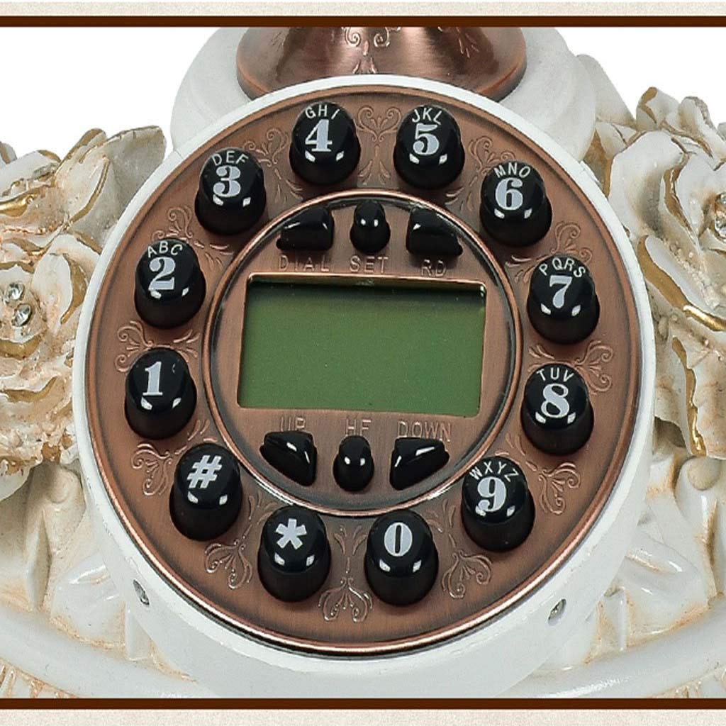 Telefon stacjonarny w stylu retro， Przewodowy telefon stacjonarny Zielona żywica i metal 25x28x25cm Dzwonek mechaniczny Nie wymaga baterii do domu, hotelu, biura(D)