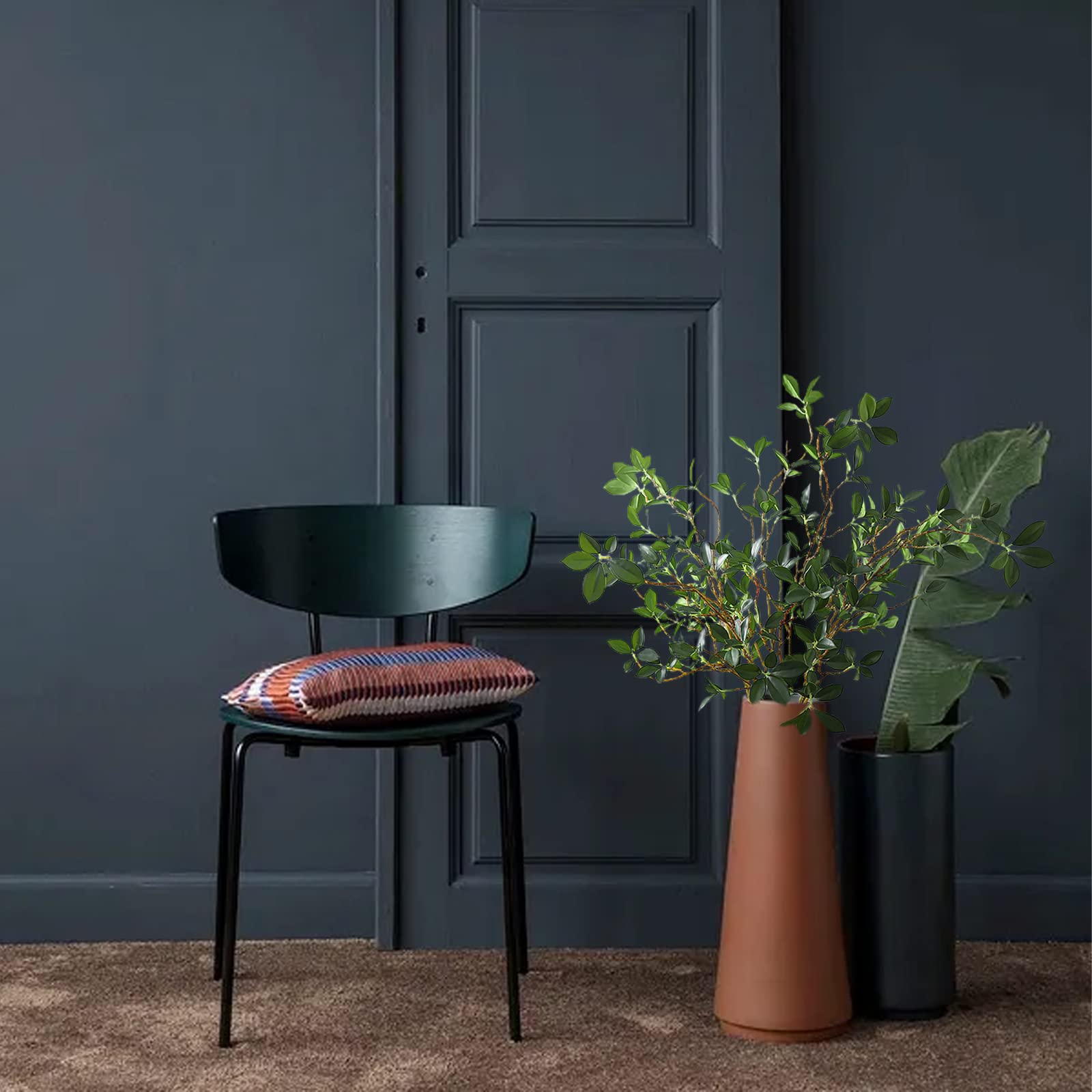 3 rami di ficus artificiali, foglie di finto spray, ad alta artificiale, verde ficus, tronchi di ficus, foglia, tronchi per vaso, riempitivo, casa, matrimonio, ufficio, decorazione (110 cm)