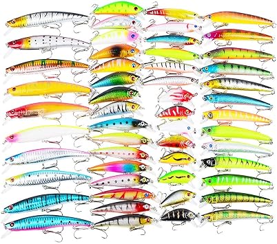 Lure Kit 48pcs Set With Tackle Box - Wobblers, Swimbaits, Crankbaits, Spinnerbaits, Artificial Baits for Freshwater Saltwater Fishing