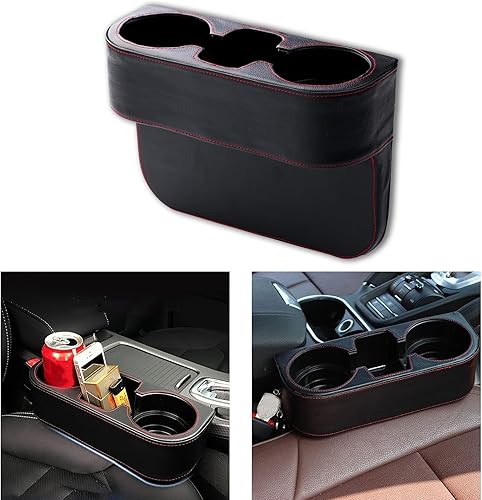 Soporte para tazas de automóvil, organizador de bebidas interior para asiento delantero automático, portavasos multifuncionales con funda de piel