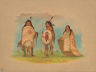 iiRTTFiRT Famous Prints Pictures Wall Print Artwork Three Riccarree Indians by George Catlin Graffiti Painting for Home Decor 60x90cm