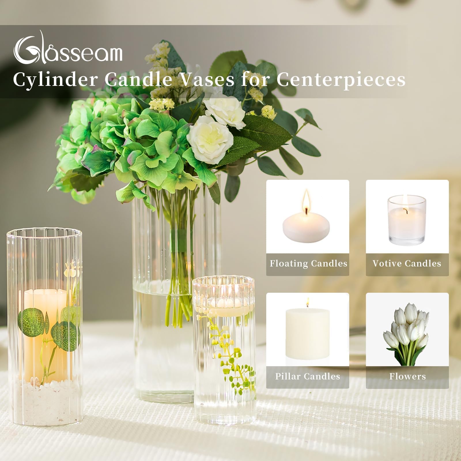 TREND FOR HOME Glasvase Freesia – 19,5 Cm Hohe Vase Oder Windlicht Für Blumen & Kerzen