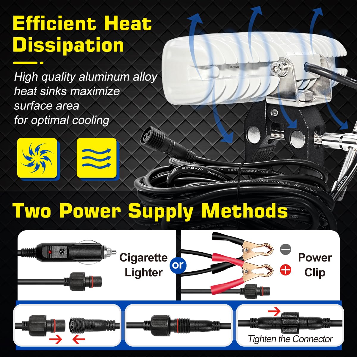 Portable LED Boat Lights With Mounting Clamp, Flexible 6.3inch Super Bright Waterproof Marine Spotlight Flood Light Two Way Power 12V 24V LED Light Bar for Kayak Bass Jon Fishing T-Top Deck Truck 4x4