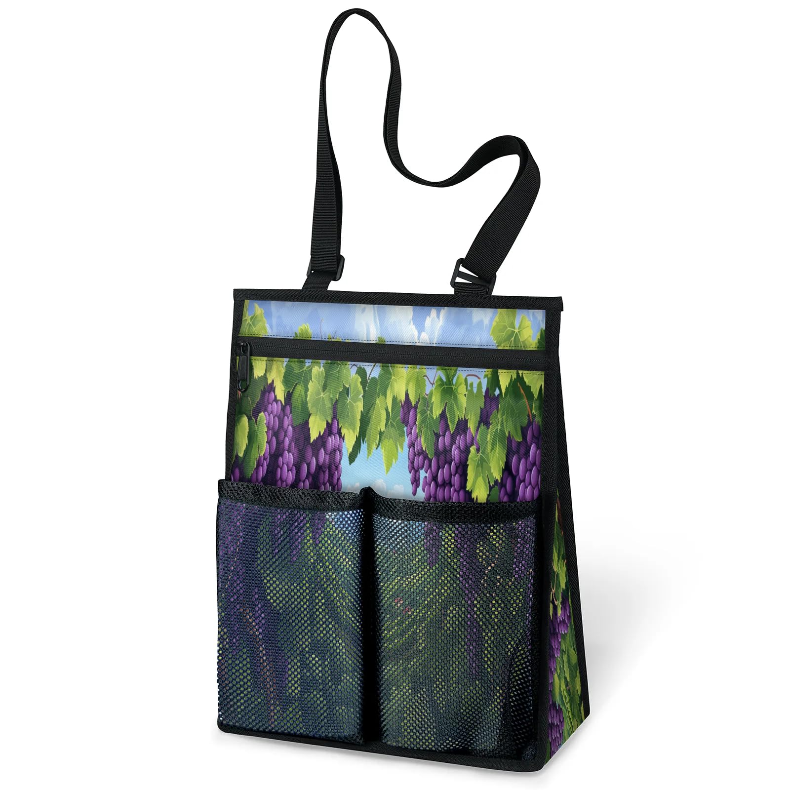 Ourtheme Cartoon Grapes Portable Shower Bag for Travel Gym Camp Beach Tote Shower Caddy Bags Hanging Toiletry Organizer