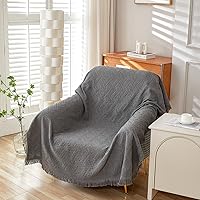 Vista 11 de AIVIA - Funda de cobija para sofá de dos plazas, fundas de cojín antideslizantes tejidas de algodón para sofás de 2 plazas con reposabrazos